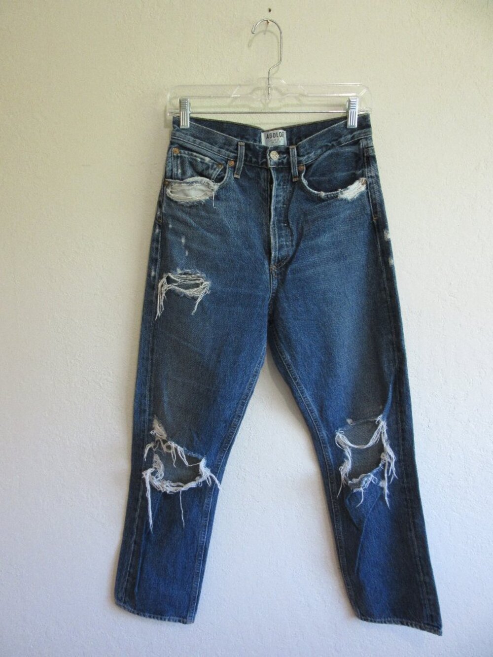 A GOLD E Blue Denim 25 Straight Leg Distressed Jeans